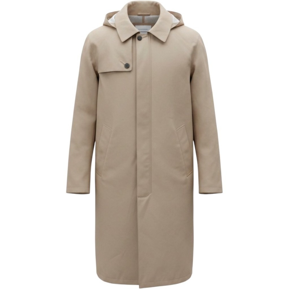Calvin Klein Womens Extreme Slim Fit Hooded Car Coat Tan Beige Medium